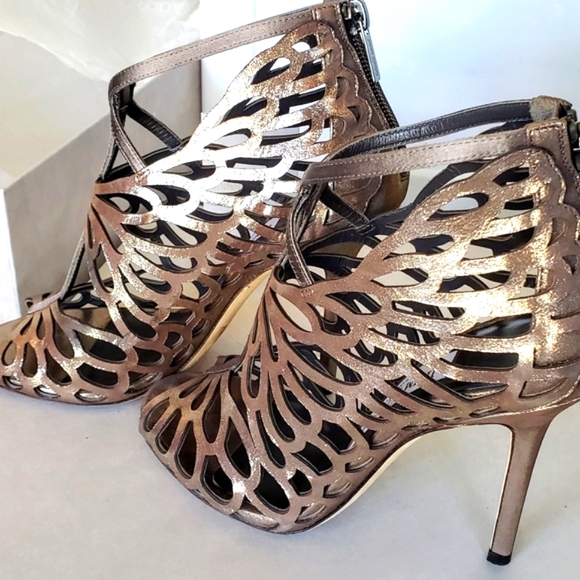 Jimmy Choo Women's Fyonn Laser-cut Metallic Leather 5.5 - Picture 5 of 5